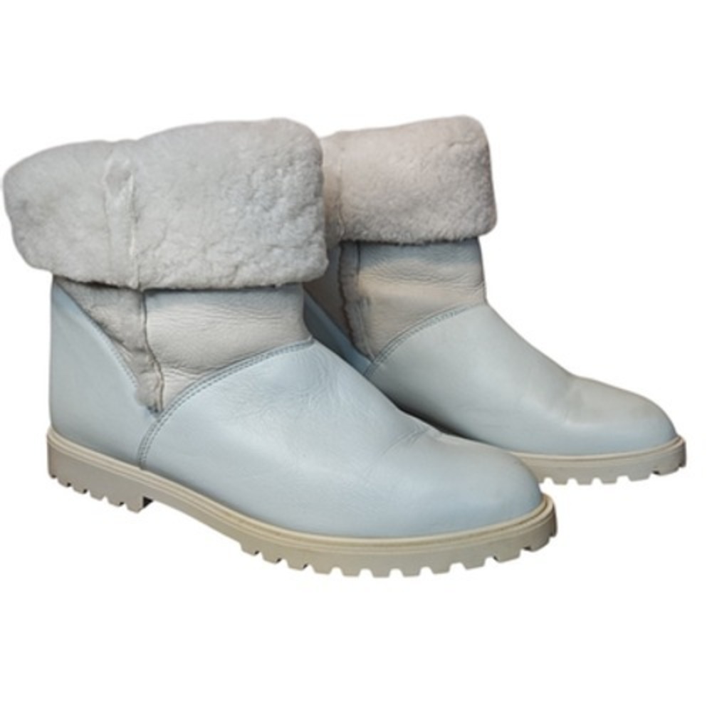 La Canadienne‎ Boots Womens Size 11 Blue Leather Shearling Lined Winter Snow